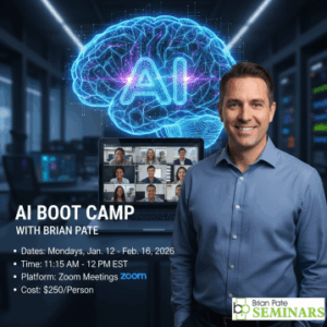 AI Boot Camp with Brian Pate Jan 12-Feb 16, 2026 11:15am-12noon Via Zoom